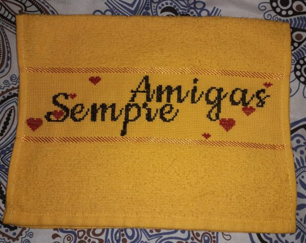 Toalha de Mão personalizada bordada em ponto de cruz